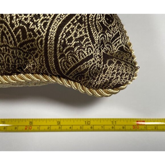 Decorative Rectangular Paisley Accent Pillow With Gold Rope Trim - Picture 6 of 7